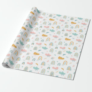 Papel De Presente Rainbow & Rain Cloud Patterno