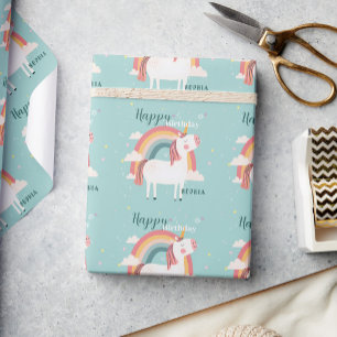 Papel De Presente Rainbow Unicorn