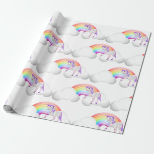Papel De Presente Rainbow Unicorn Magical Cute