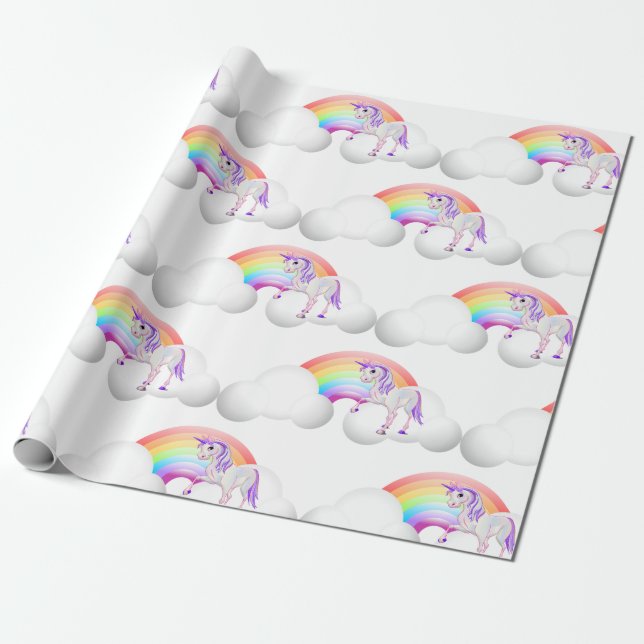 Papel De Presente Rainbow Unicorn Magical Cute (Desenrolado)