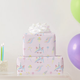 Papel De Presente Rainbow Unicorn Pastel Cute