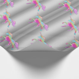 Papel De Presente Rainbow Unicorns em Prata