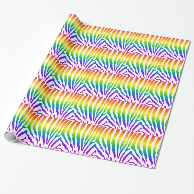 Papel De Presente Rainbow Zebra Pattern (Desenrolado)