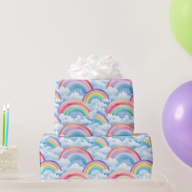 Papel De Presente  Rainbows and Clouds (Presentes para festas)