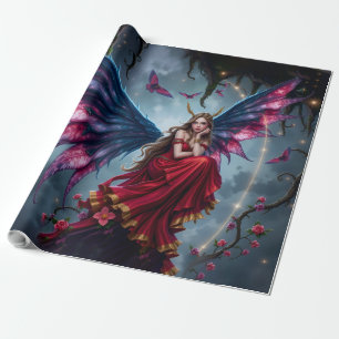 Papel De Presente Rainha Fada de Fantasia Sombria com Asas de Borbol