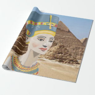 Papel De Presente Rainha Nefertiti contra as pirâmides egípcias