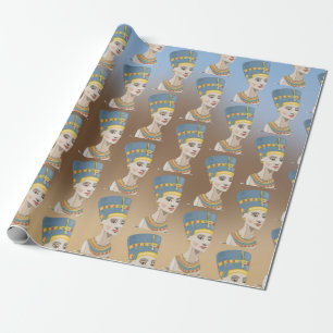 Papel De Presente Rainha Nefertiti contra Pirâmides