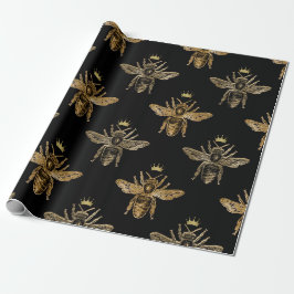 Papel De Presente Rainhas Douradas Abelhas de Preto