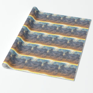Papel De Presente Raios Sunset de Luz através de Nuvens de Tempesta