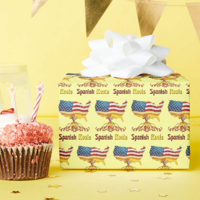 Papel De Presente Raízes de Espanhol Americano (Festa de aniversário)