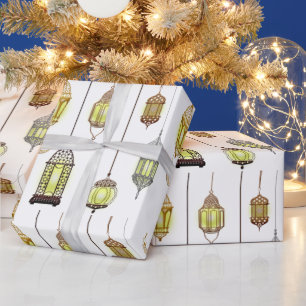 Papel De Presente Ramadan Mubarak Muçulmano Fazendo Ramadã Lanternas