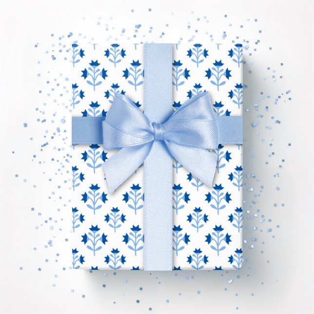 Papel De Presente Ramalhete em Porcelana Azul (Criador carregado)