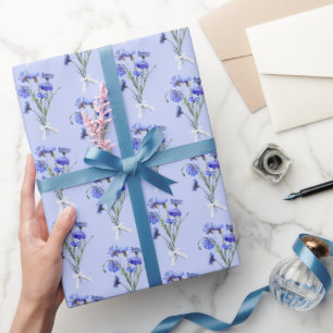 Papel De Presente Ramalhetes de Centaurea Azul