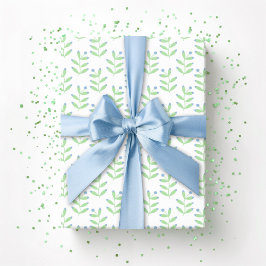 Papel De Presente Raminho de Fruta em Slate e Verde