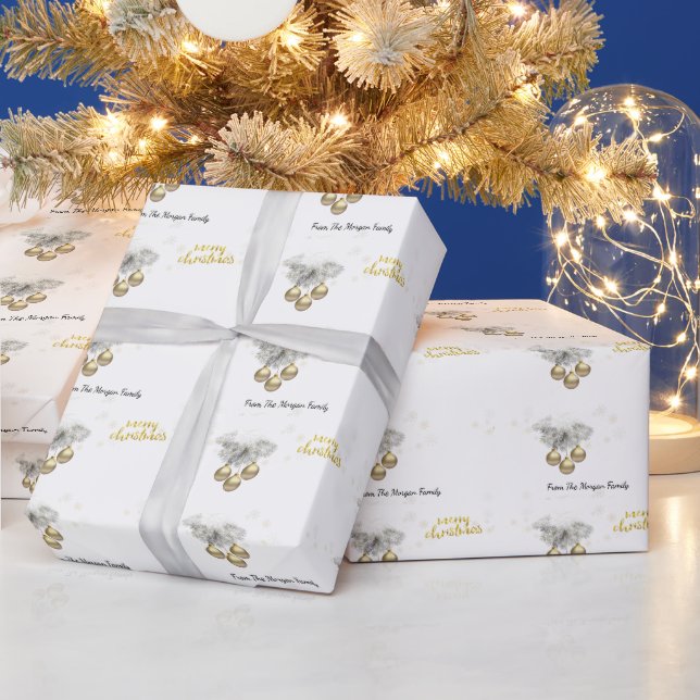 Papel De Presente Ramos de Pinheiro, Bolas Feliz Natal   (Feriados)