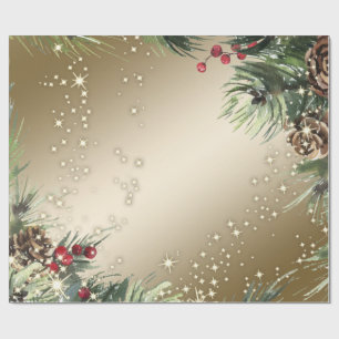 Papel De Presente Ramos de pinheiro Pinhas Natal