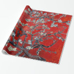 Papel De Presente Ramos de Vincent van Gogh com flor da amêndoa<br><div class="desc">Vincent van Gogh ramifica com a flor da amêndoa no vermelho para o papel de envolvimento para esse presente especial a alguém; oriental japonês chinês asiático da pintura das belas artes dos apos impressionismo</div>