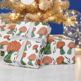 Papel De Presente Ranunculus Italiano Laranja Aquarela