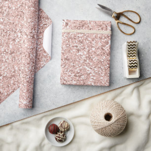 Papel De Presente Rapariga Blush Pink Glitzy Faux Glitter Birthday