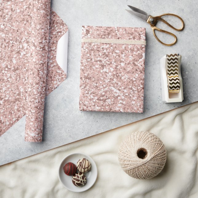 Papel De Presente Rapariga Blush Pink Glitzy Faux Glitter Birthday (Artesanato)