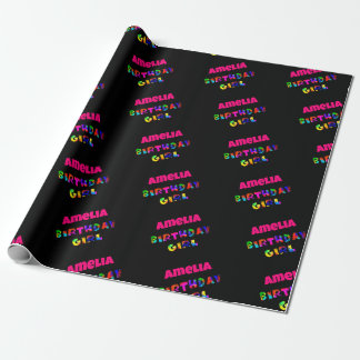 Papel De Presente Rapariga de aniversário personalizada do arco-íris