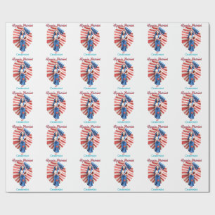 Papel De Presente Rapariga de Hippie Patriótica Thunder_Cove