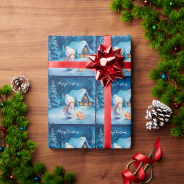 Papel De Presente Rapariga e raposa no Natal
