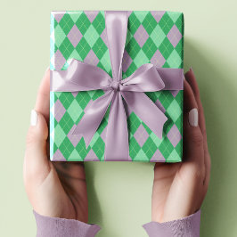Papel De Presente Rapariga-Padrão de Estilo Verde e Roxo Elegante
