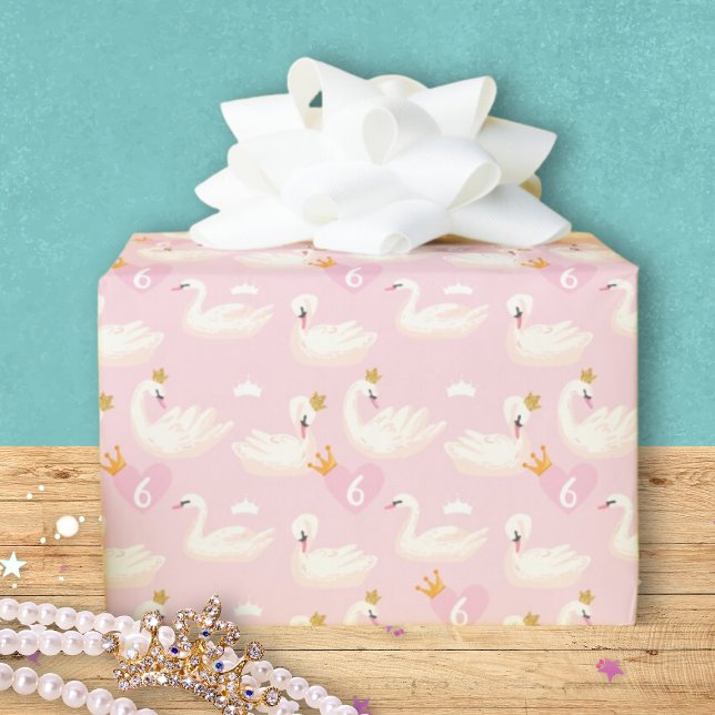 Papel De Presente Rapariga Personalizada Royal Swan Princess Pink An (Criador carregado)