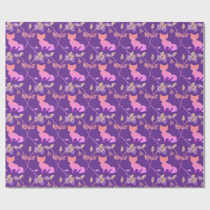 Papel De Presente Rapariga Raposa Noite Violeta