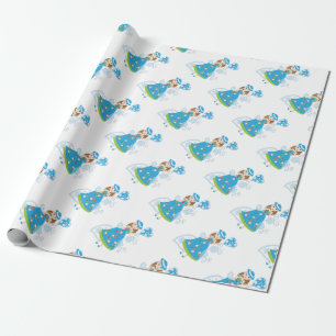 Papel De Presente Rapariga romântica com corações e flores