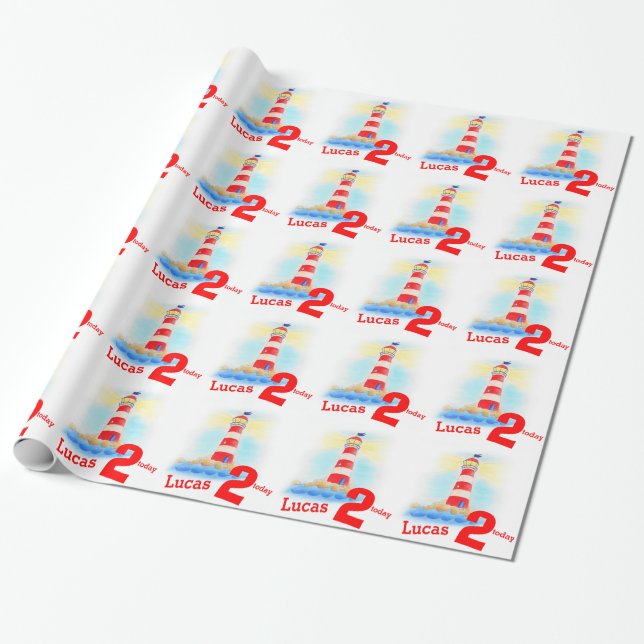 Papel De Presente Rapazes chamados de invólucro de segundo aniversár (Desenrolado)