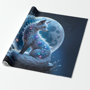 Papel De Presente Raposa Cristalina ao Luar – Guardiã de Sonhos Sile