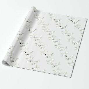 Papel De Presente raposa desenho simples preto branco cinza infantil