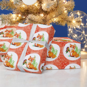 Papel De Presente raposa e borboleta
