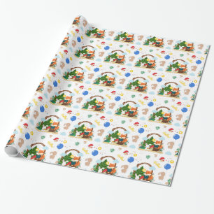 Papel De Presente Raposa e coelho bonitos na floresta