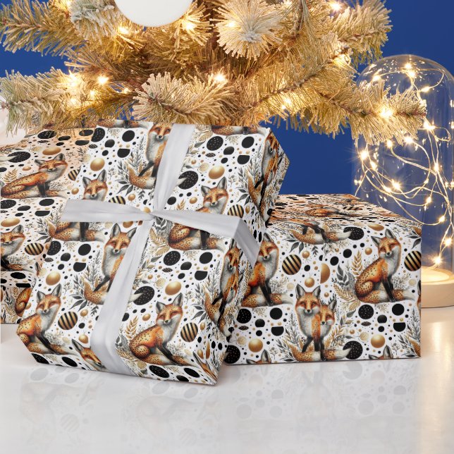 Papel De Presente Raposa e pontos bonitos sem costura (Feriados)