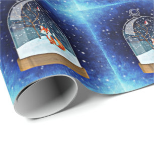 Papel De Presente Raposa em um globo de neve