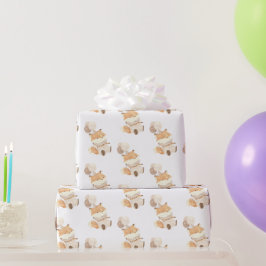 Papel De Presente Raposa Moderna Simples com Balões