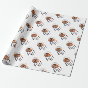 Papel De Presente Raposa Vermelha Dormindo no Dreamcatcher