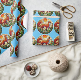 Papel De Presente Raposa Vermelha e Sol