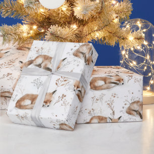 Papel De Presente Raposas Aconchegantes Natal