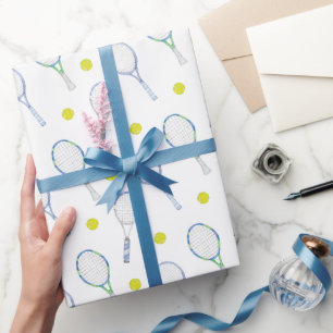 Papel De Presente Raquetas Tênis azuis de Aquarela