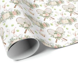 Papel De Presente Raquete de Ténis com Floral