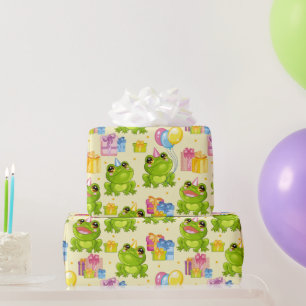 Papel De Presente Rãs de Aniversário de Crianças