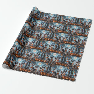 Papel De Presente Rat Terrier Halloween Assustador 