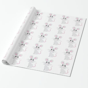 Papel De Presente Rato cinzento bonito