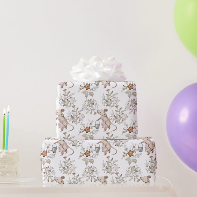 Papel De Presente Rato de Rico doce, Apron rosa, Balde, branco (Presentes para festas)