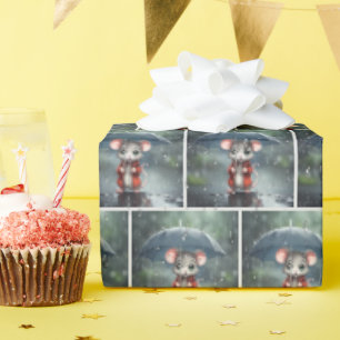 Papel De Presente Rato debaixo de um guarda-chuva