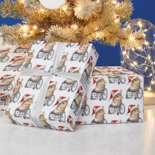 Papel De Presente Rato Fofo em Cadeira de Rodas Natal Inclusivo